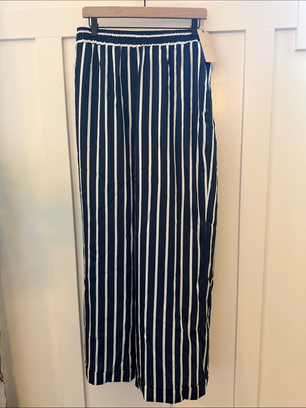 Halogen Blue & White Vertical Stripe Wide Leg Pants